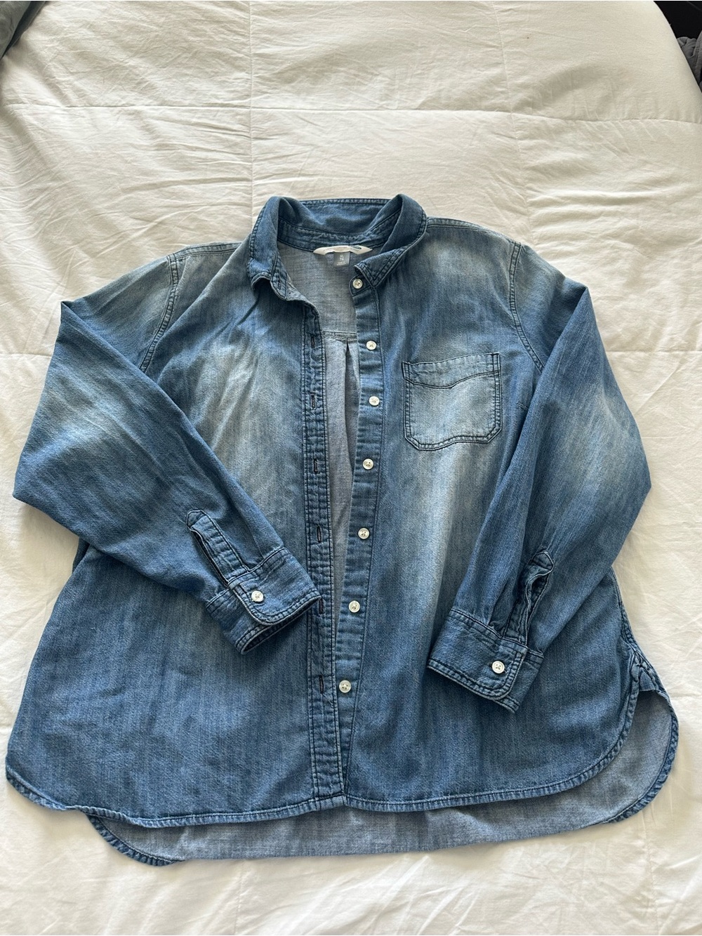 Old Navy Washed Blue Denim Button-Down Shirt